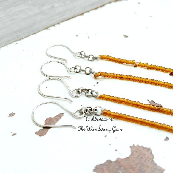 Long Beaded Tourmaline Gemstone Dangle Earrings, 4" - Picture 7 of 7